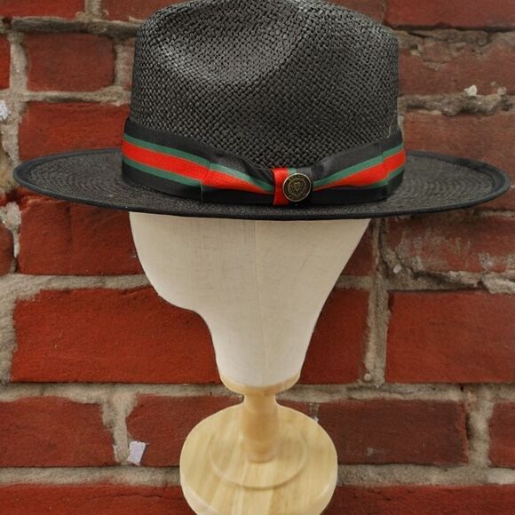 MEN'S BRUNO CAPELO VALENTINO COLLECTION STRAW FEDORA HAT FLAT WIDE 3" BRIM VA403 - Picture 1 of 8
